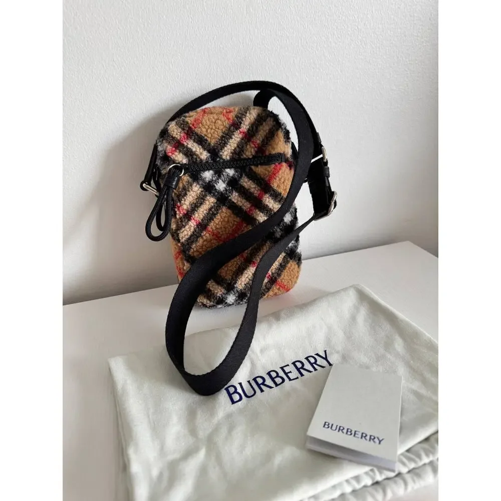 Burberry Vintage Check Beige Fleece Crossbody Bag